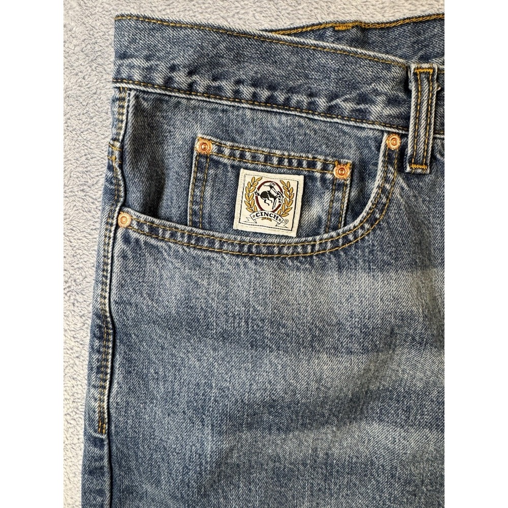 Cinch Jeans Men's 38x31 MB92834003 Loose Fit Bootcut Straight Denim Blue Wash - Picture 3 of 7